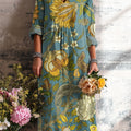 Vintage-Kleid für Damen mit ethnischem Blumenmuster