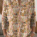 Women's Floral Pattern Art Print Buttoned Cardigan Sweater