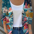 Vintage Christmas  Art Print Buttoned V-neck Cardigan Sweater