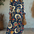 Women's Vintage Flower Art Print Casual Dress