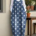 Women's Cute Heart Casual Loose Denim Vest Dress