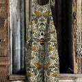 Bees and Moths Pattern Casual Jumpsuit