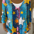 colorful-stars-and-vertical-stripes-print-buttoned-v-neck-cardigan-sweater