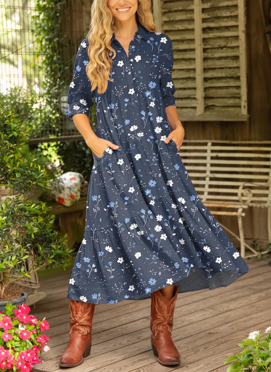 Women's Floral Pattern Art Print Cotton Dress