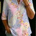 Women's Floral Pattern Art Print Casual Cotton Shirt