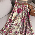 Women's Retro Flowers Pattern Casual Print Cotton Skirt