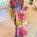 Women's Beautiful Colorful Large Flower Painting Art Print Dress