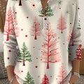 Women's Christmas Tree Art Print Buttoned Cardigan Sweater