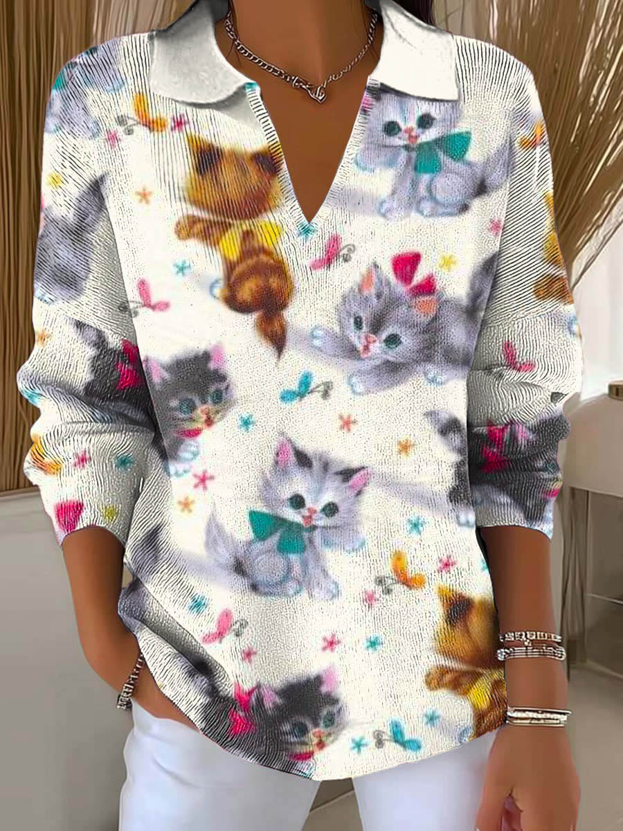 womens-lovely-cats-art-printed-casual-sweater