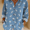 Women's Seagull Print Casual Cotton Shirt