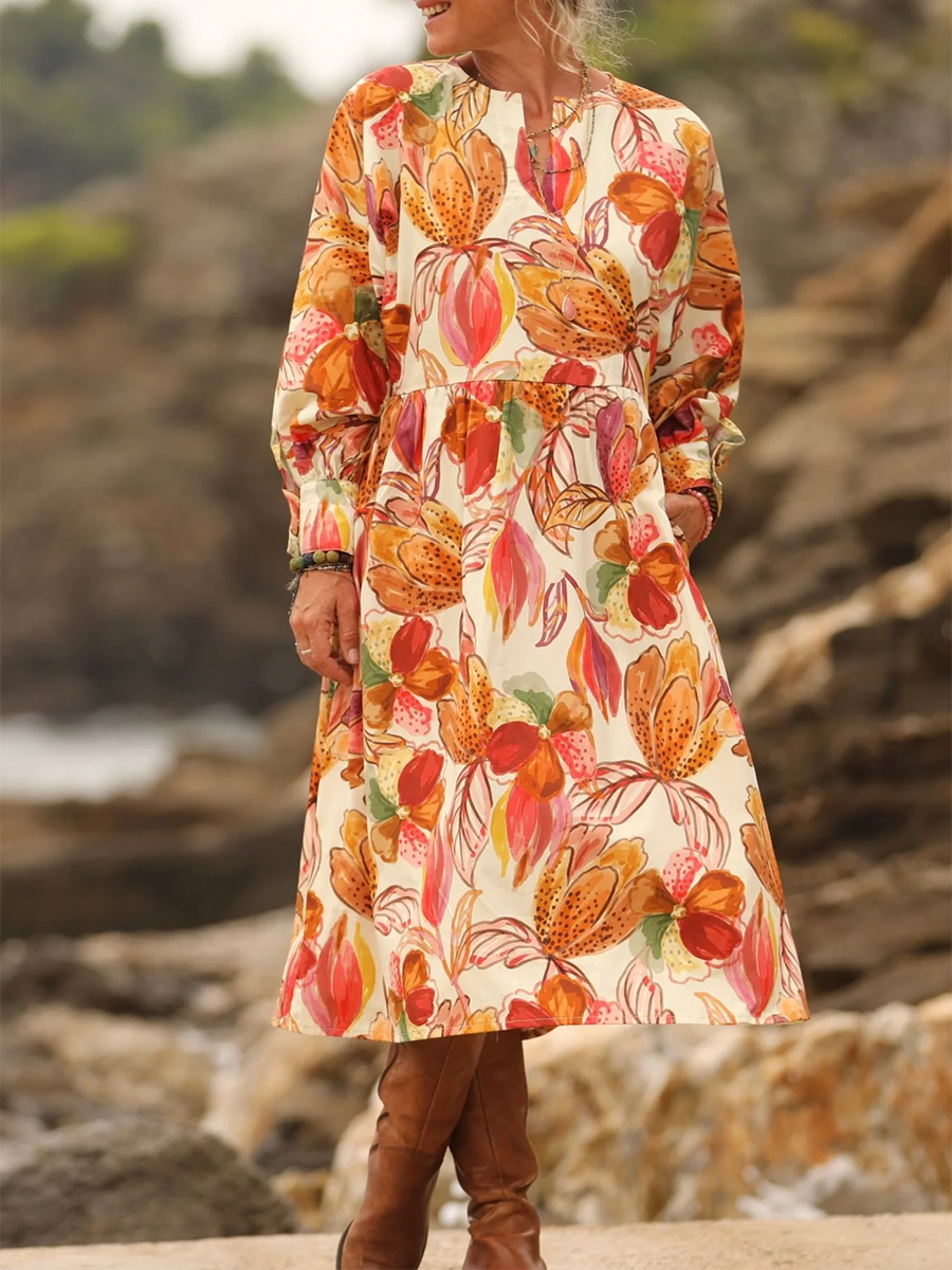 Orlane Colorful Floral Print Cotton Dress