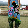 Women's  Funny Chick Art Print Casual 100% Cotton Wide Leg Jumpsuit