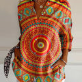 Women's Vintage Ethnic Pattern Art Print Casual Cotton Shirt