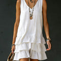Women's Cotton And Linen Loose-fitting Solid Color Vest Dress