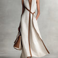 Women's Stand-up Collar Sleeveless Casual Loose Cotton And Linen Dress