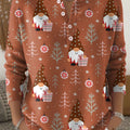 Vintage Christmas Art Print  Buttoned Cardigan Sweater