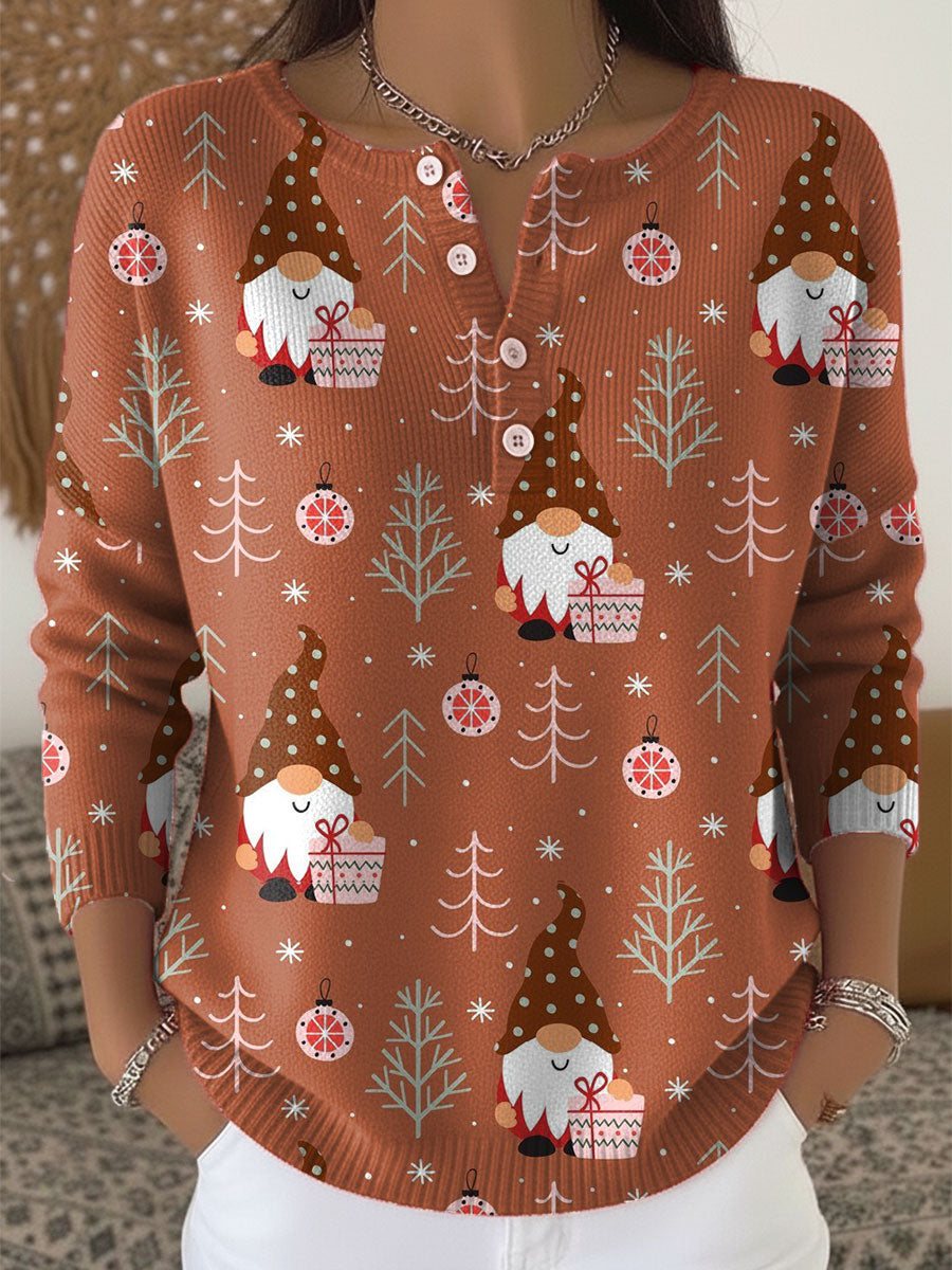 Vintage Christmas Art Print  Buttoned Cardigan Sweater
