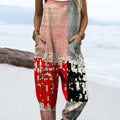 Women's Abstract Pattern Art Print Casual 100% Cotton Wide Leg Jumpsuit