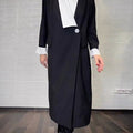 Women's Contrast Color V-Neck Long Sleeve Casual Loose Dress