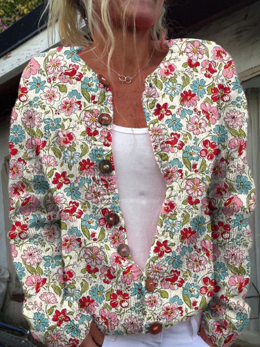 womens-vintage-floral-art-print-buttoned-cardigan-sweater-24ra