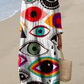 Women's Abstract Eyes Pattern Art Print Cotton Dress