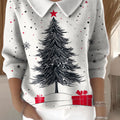 Women's Christmas Tree Gifts Casual Print Peter Pan Collar 3/4 Sleeve Sweater