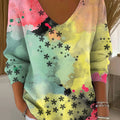 Women's Simple Floral Multicolor Abstract Casual Print Pullover Sweater