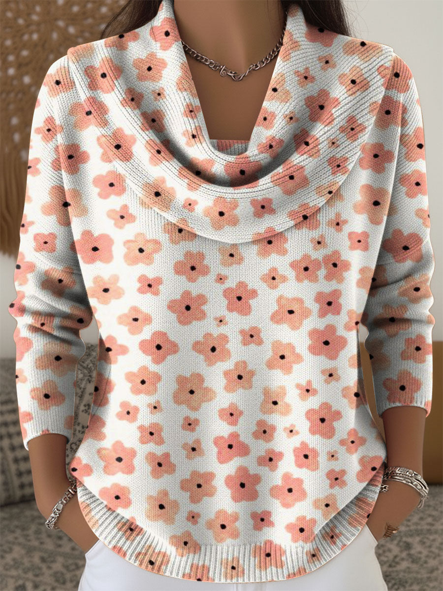 Small flower decorative pattern Swing Collar Sweater