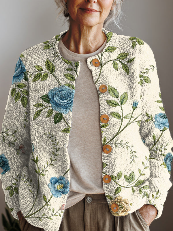 womens-retro-art-flowers-print-buttoned-cardigan-sweater-gvlp