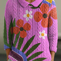 womens-contrast-color-stitching-flowers-casual-print-peter-pan-collar-3-4-sleeve-sweater-qmck