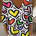 Women's Graffiti Style Love Heart Art Pattern Casual Pullover Sweater