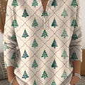 Vintage Christmas Tree Art Print Buttoned Cardigan Sweater