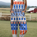 Women's  Vintage Abstract Geometric Art Print Casual 100% Cotton Wide Leg Jumpsuit