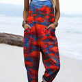 Women's Lovely Fish Pattern Art Print Casual 100% Cotton Wide Leg Jumpsuit