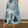 Women's Vintage Christmas Art Print Cotton Skirt