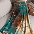 Women's Retro Flowers Pattern Casual Print Cotton Skirt