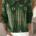 Women's Ethnic Pattern Print Casual Print Peter Pan Collar 3/4 Sleeve Sweater
