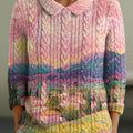 womens-beautiful-colorful-abstract-landscape-painting-art-print-casual-peter-pan-collar-3-4-sleeve-sweater
