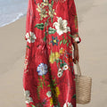 Robe en coton à imprimé floral vintage pour femme 