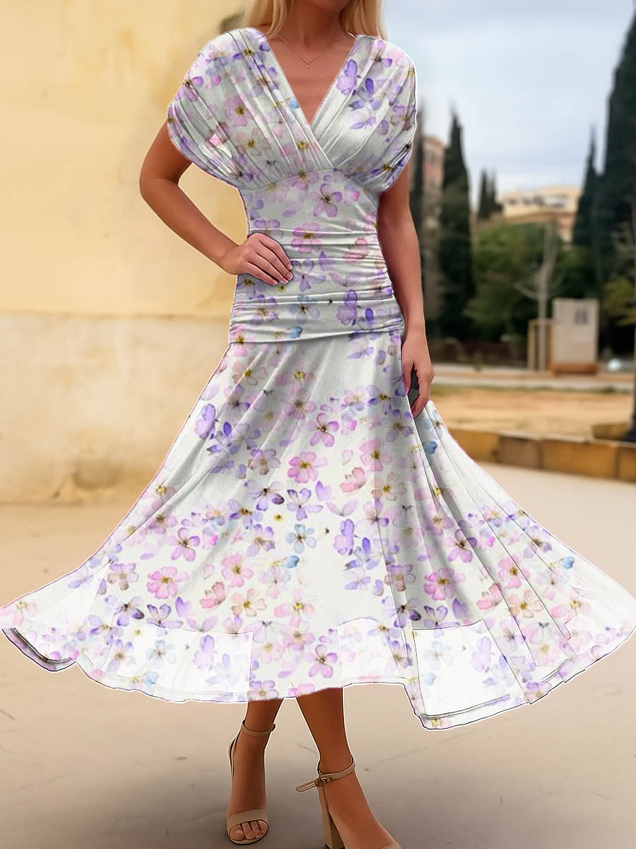 Women's Floral Pattern Art Print Casual Cotton Dress