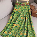 Women's Retro Floral Art Print Casual Cotton Skirt