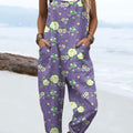 Women's Floral Art  Print Casual 100% Cotton Wide Leg Jumpsuit
