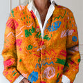 Women's Abstract Pattern Art Print Buttoned Cardigan Sweater