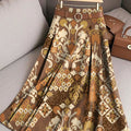 Women's Vintage Abstract Ethnic Rhombus Geometric Art Print Cotton Skirt