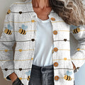 funny-bee-flower-art-print-buttoned-cardigan-sweater
