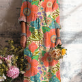 Women's Beautiful Vintage Floral Painting Art Print Dress