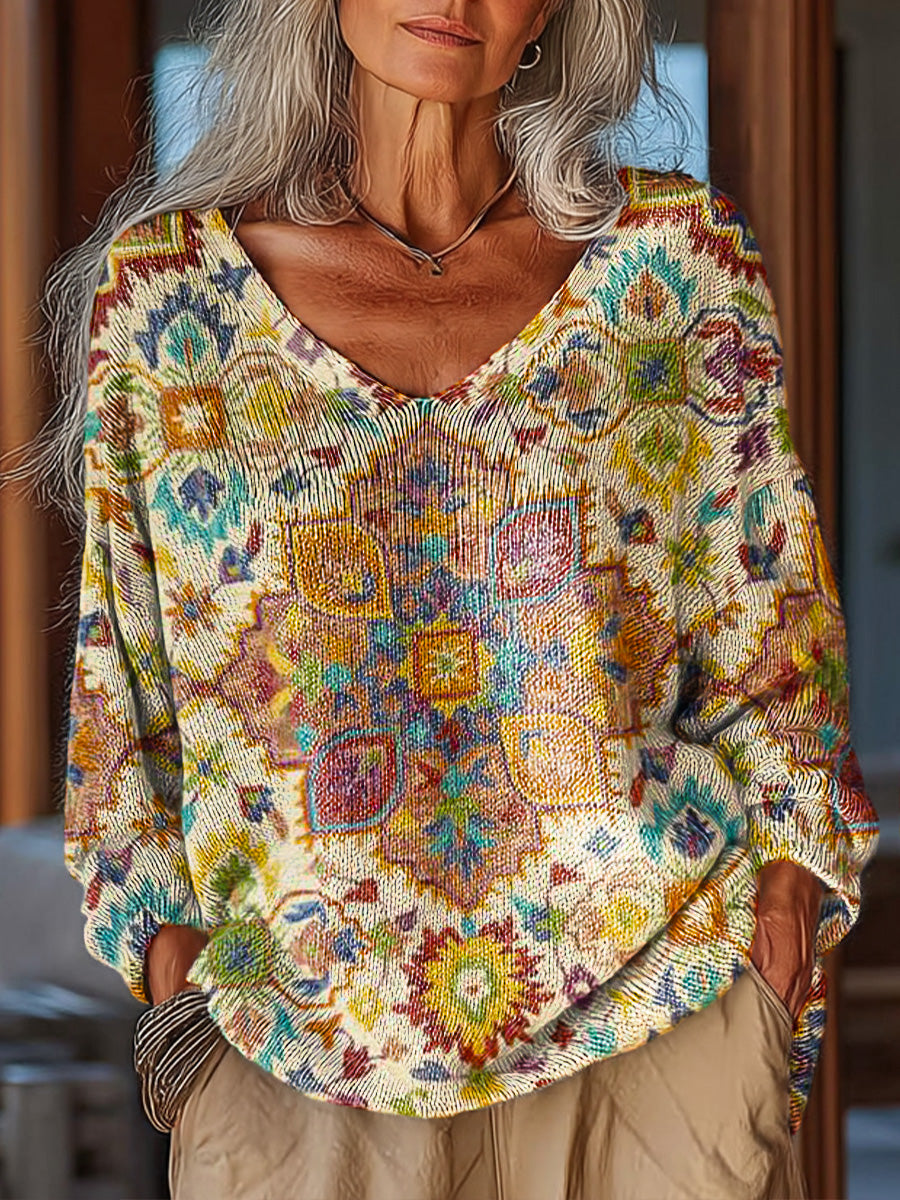 womens-vintage-ethnic-floral-rhombus-geometric-art-print-casual-pullover-sweater