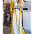 Women's Yellow Gradient Cotton and Linen Long Skirt