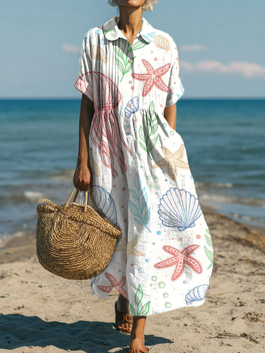 Women's Starfish Shell Art Print Dress