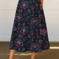 Women's Retro Floral Flowers Print High Waist Casual A-Line Skirt